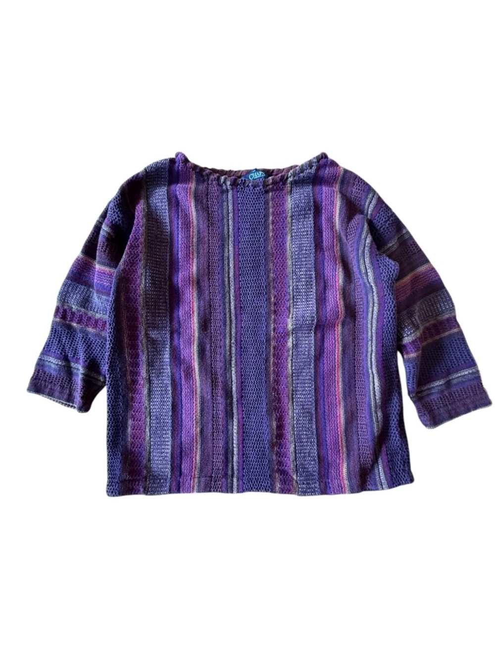 Chaps Purple Cotton Striped Pullover Hippie Sweater Size Petite Medium